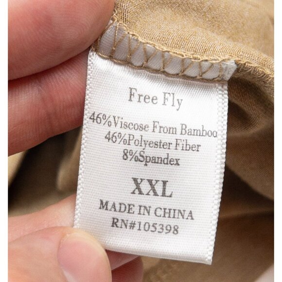 Free Fly Henley Shirt Men's 2XL Beige Bamboo Blend Long Sleeve Performance UPF - Picture 5 of 13